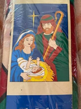 Classic Nativity Yard Flag - Blue & Green Holiday Accent 28x40